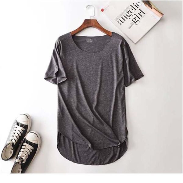 

2020 summer loose plus size tank women's cotton round neck solid color thin short-sleeve t-sh sqcrok, White