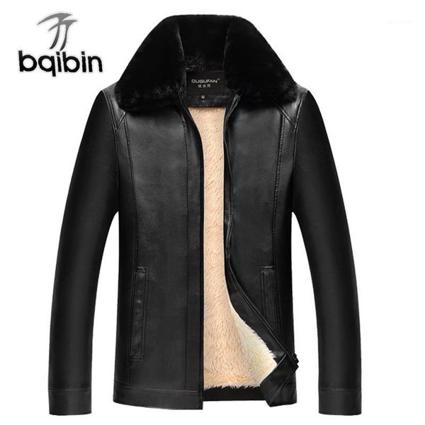 

winter fleece fur jacket for men thick warm casual male parka brown black windbreaker formal long sleeve brand leather coat1