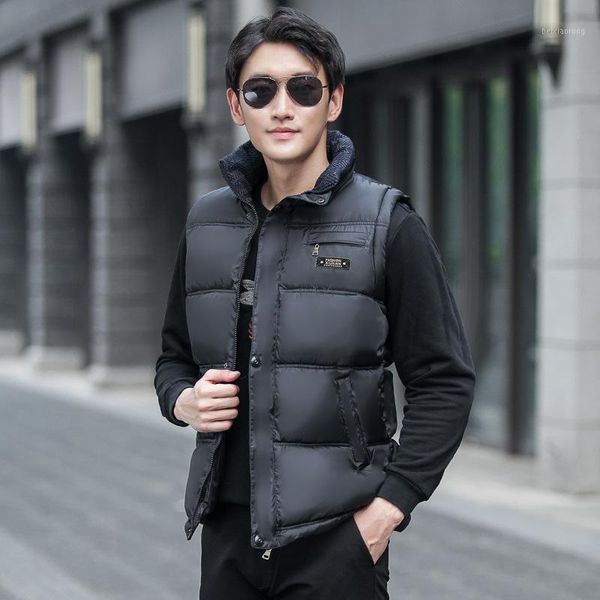 

new arrival fashion autumn winter style padded vest men warm casual zipper loose plus size xl 2xl 3xl 4xl1, Black;white