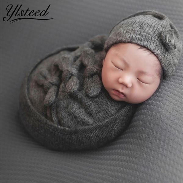 

ylsteed 7pcs set newborn pgraphy props infant shooting outfits baby stretch wrap knot hat headband newborn shower gift y201009
