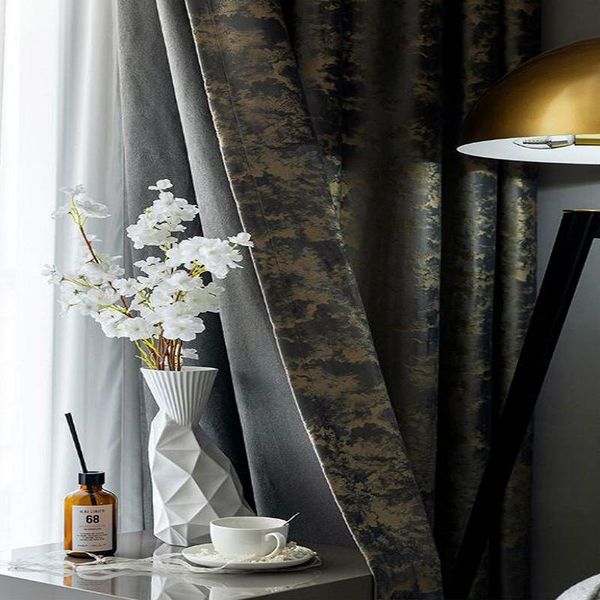 

light luxury curtains for living room bedroom bronzing texture velvet curtains thickened solid color chenille fabric