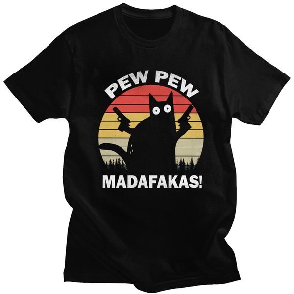 

funny cat pew pew madafakas short sleeve vintage cat lovers summer casual basic tee gift hooded sweatshirt hoodie men t shirt