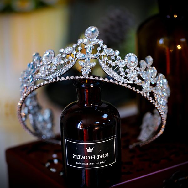 

imodeling корейская принцесса алмазов инкрустированные эллегантностью головной убор большой свадебный венец, Silver