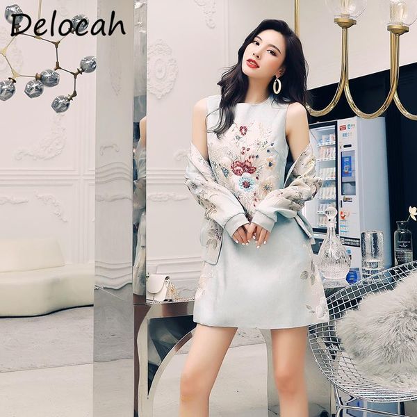 

casual dresses delocah women fashion autumn designerÂ party mini dress sleeveless crystal beading elegant bodycon ladies a-line vestidos1, Black;gray