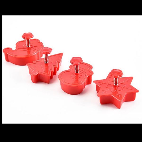 

4шт снежинка / санта-клаус / снеговика / christmas tree cookie mold fondant декор cookie mold cake diy выпечки приготовление печенья инструм