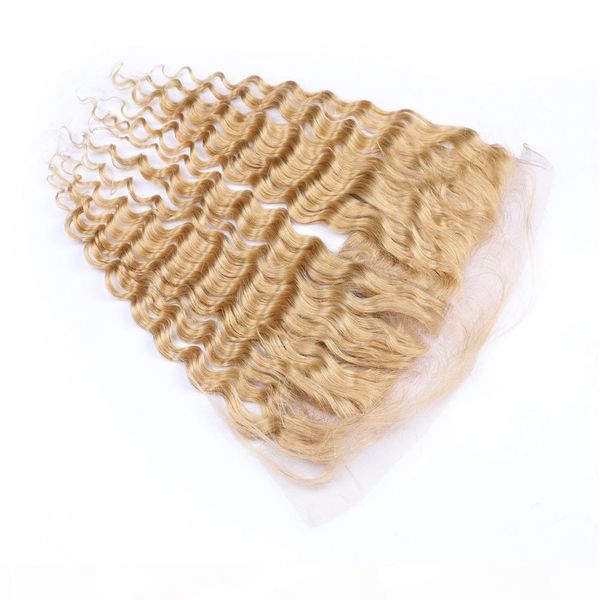 

#27 honey blonde virgin peruvian human hair full lace closure 13x4 with baby hairs strawberry blonde ear to ear lace frontal middle part, Black;brown