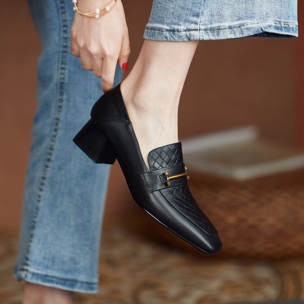 

2021 women's natural size toe decorations preppy young lady basic metal pumps summer shoes 7sto, Black