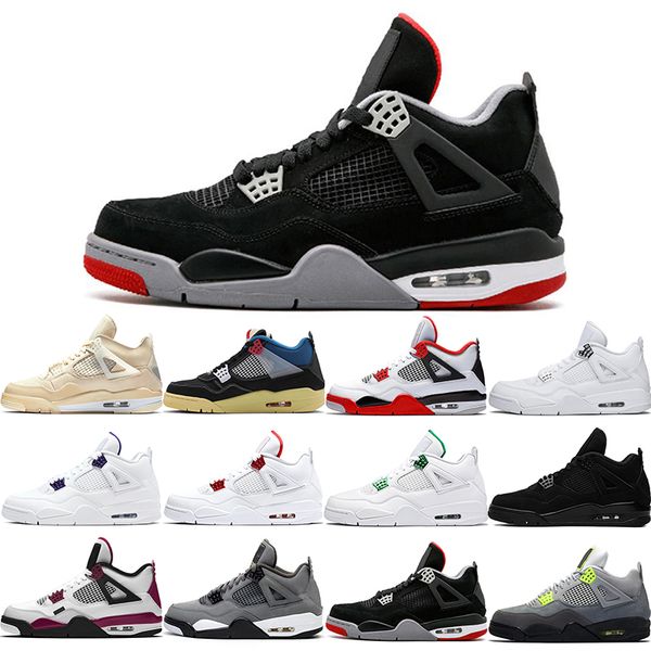 

discount men basketball shoes 4s mens trainers union fire red 2020 pure money purple metallic mens athletic sport sneaker size 40-47, White;red