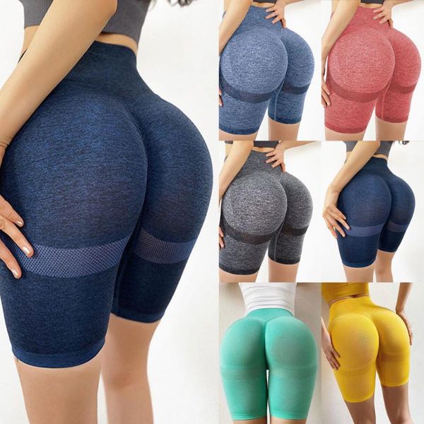 

yoga outfits slim fit high waist sport shorts hip push up women plain soft nylon fitness running tummy control workout gym, White;red