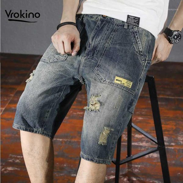 

2020 new in summer thin men's denim shorts fashionable high-quality vintage blue short jeans large size 28-421, White;black