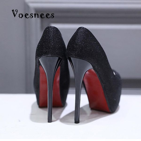 

pumps shoes woman high heels 13.5cm ladies shoes stilettos waterproof table shallow korean night club female pumps wedding shoe, Black