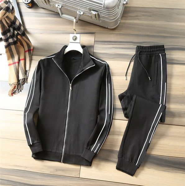 

мужские tracksuit осень весна мода мужчины письмо версия для печати кардиган куртка + штаны две пьесы костюм повседневный отворотом шеи мужс, Gray