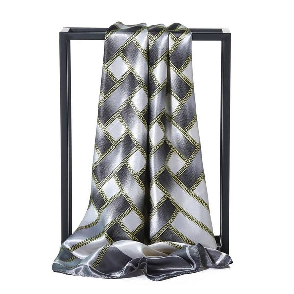 

90см площади шелковый шарф для женщин хиджаб глава шарфы шали палантины lady плед luxury печати foulard бандана пашмины оголовье sqczhi, Blue;gray