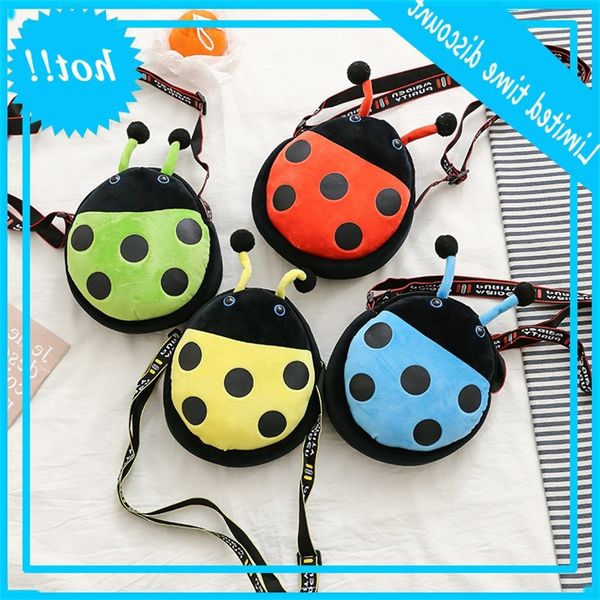 

cartoon ladybug 2020 new plush doll shoulder cute children's color contrast mini messenger bag
