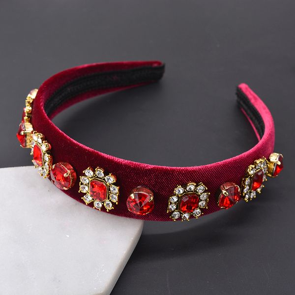 Moda Retro Saç Bandı Aksesuarları Barok Vintage Inci Blueyellow Kadınlar için Rhinestone Kristal Headdress