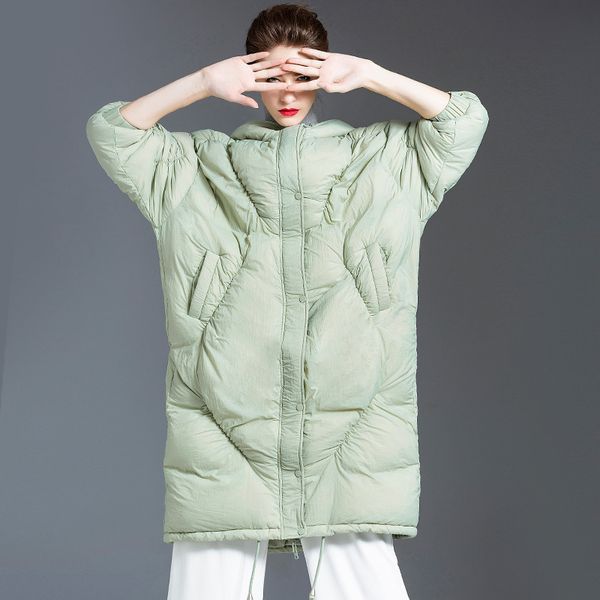 

new design thickened jacket women 2020 winter jackets women's loose medium length hooded large cocoon down parka outerwear, Black
