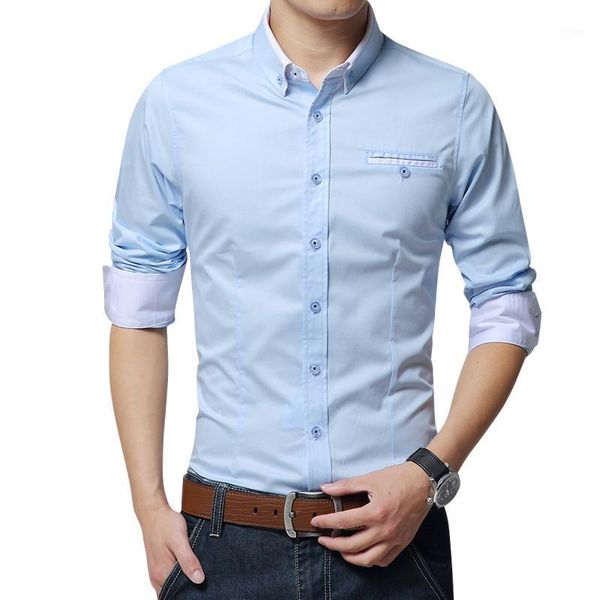 

2018 men long sleeve shirt slim fit mens soft dress shirts male clothes social casual wedding solid tuxedo shirts bussiness man1, White;black