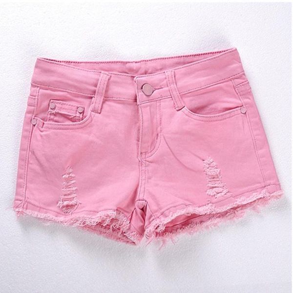 

new women casual skinny denim shorts shorts summer female casual short pants pink black white hole ripped low-waist sexy1, White;black