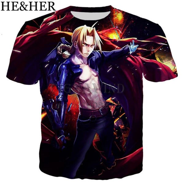 

new popular anime fullmetal alchemist series popular 3d print shirts anime horror oversized men clothing