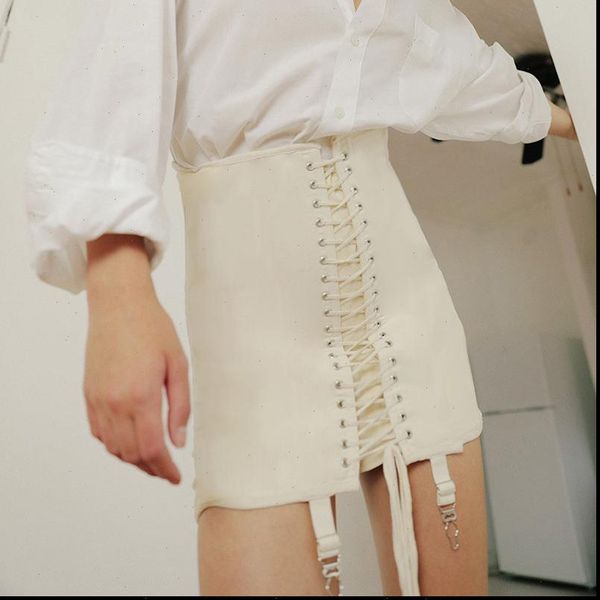 

cross lace up split bodycon high waist skirts autumn bandage mini pencil skirts summer beach party women skirts, Black