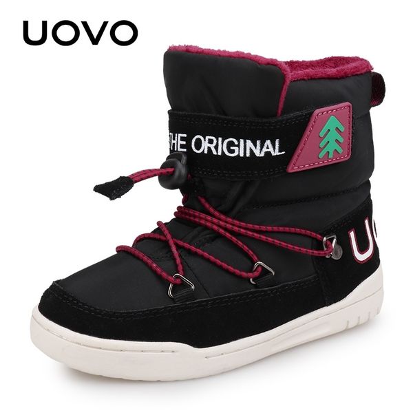 

winter snow boots kids uovo new arrival fashion children warm boots boys and girls shoes with plush lining #29-37 y201028, Black;grey
