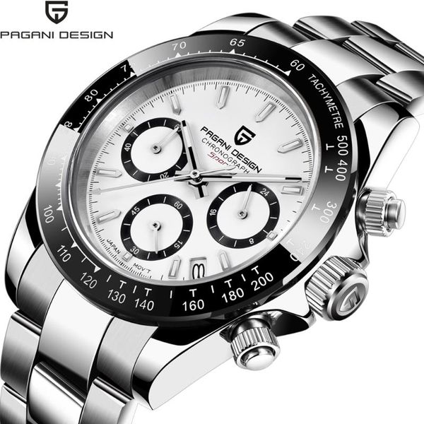 

2020 new pagani design men's watches japan vk63 quartz business wrist watches sapphire watch men chronograph relogio masculino, Slivery;brown
