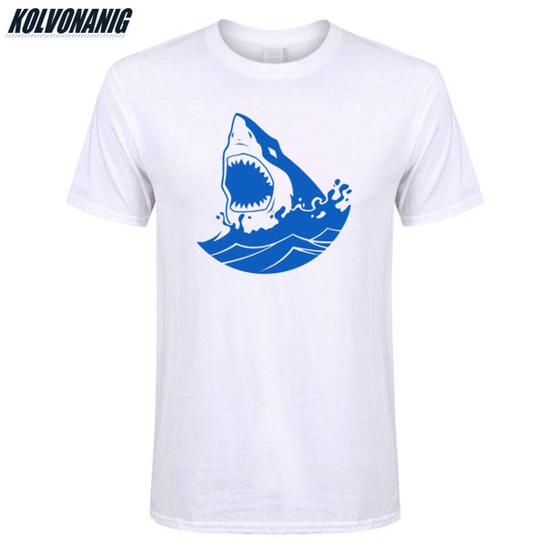 

sport shark fish print t shirt summer men's short sleeve cotton t-shirts men's clothing brand oversized tees