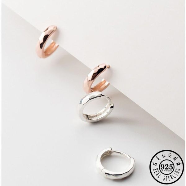 

mens 925 sterling silver small huggie hoops piercing earrings rose gold color plated minimalist kpop ear rings earings for women1, Golden;silver