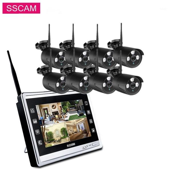 

2mp wireless home security camera 1080p waterproof wifi cctv system with 12 inch lcd monitor screen 8ch nvr kit1