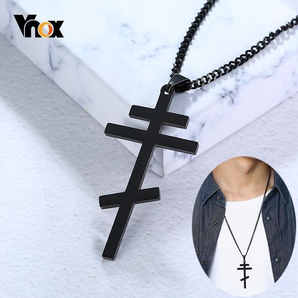 

vnox men's russian orthodox cross pendant necklaces stainless steel chain 24" prayer jewelry1, Silver