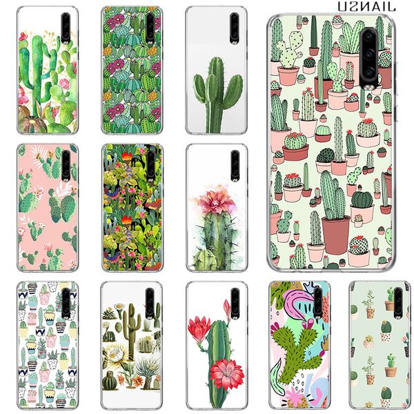 

cactus vintage flower coque honor 8x case huawei mate 10 pro 20 lite cover y5 y6 y7 y9 for p smart z shell