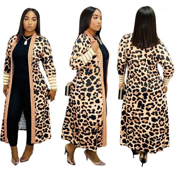 

fashion fall winter women coats leopard print long sleeve club coat women open stitch streetwear clothes jacket1, Black;brown