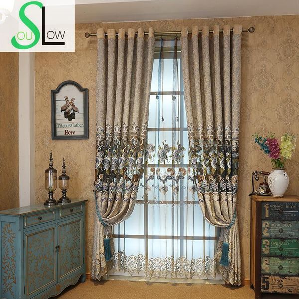 

curtain & drapes [slow soul] european style modern minimalist light shade cloth embroidered living room bedroom curtains tulle and luxury