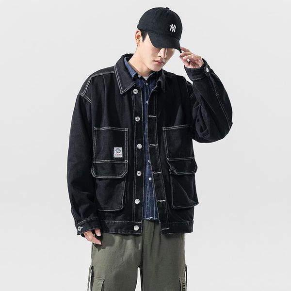 

autumn spring 2020 plus size 5xl 4xl- black denim jeans jacket men stand collar casual fashion clothes1, Black;brown