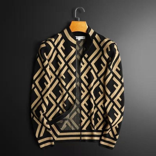 

2021men's sweater fashion animal pattern cardigan fashion men's sweater v-neck cardigan haute couture men's designer clothing, Black;brown