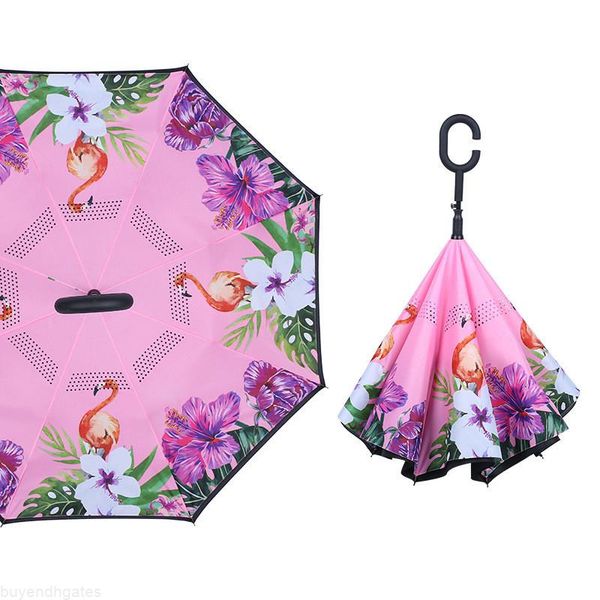 

reverse layer protection car self c inverted umbrella handle stand hands rain hook inside chuva c windproof folding double long crxgh