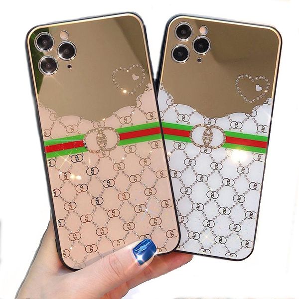 

for 12 11 pro max xr xs max 6 7 8 plus se primium shiny makeup mirror rhinestone luxury design defender phone case