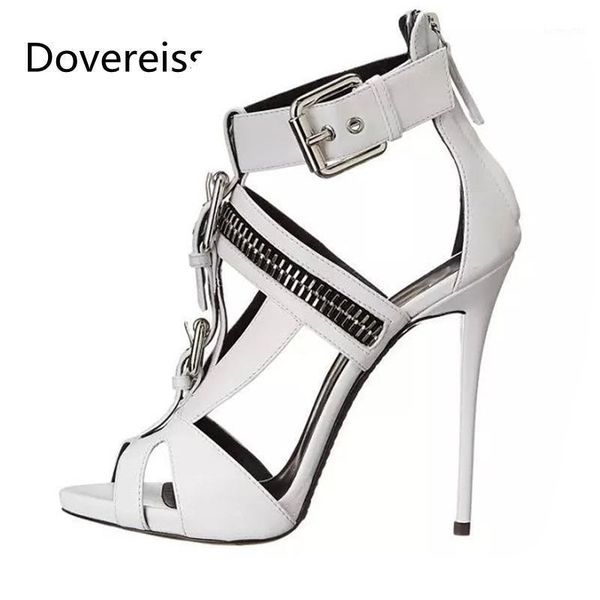 

sandals dovereiss fashion women's shoes summer elegant pure color white buckle strap ladies customize clear heels 34-451, Black