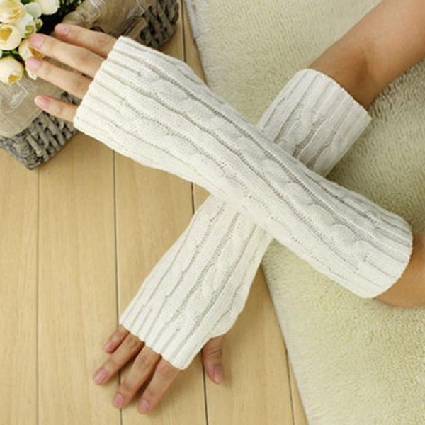 

winter knitted wool half-finger girl cute warm fingerless fashion gloves knitted mittens, Blue;gray