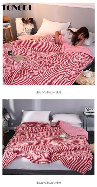 

comforters & sets tongdi cool soft latticed striped thin cotton quilt blanket luxury for cooling summer couch cover bed machine wash bedspre
