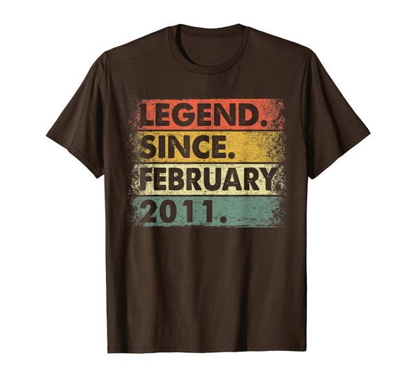 

retro vintage legend since february 2011 9th birthday t-shirt, White;black