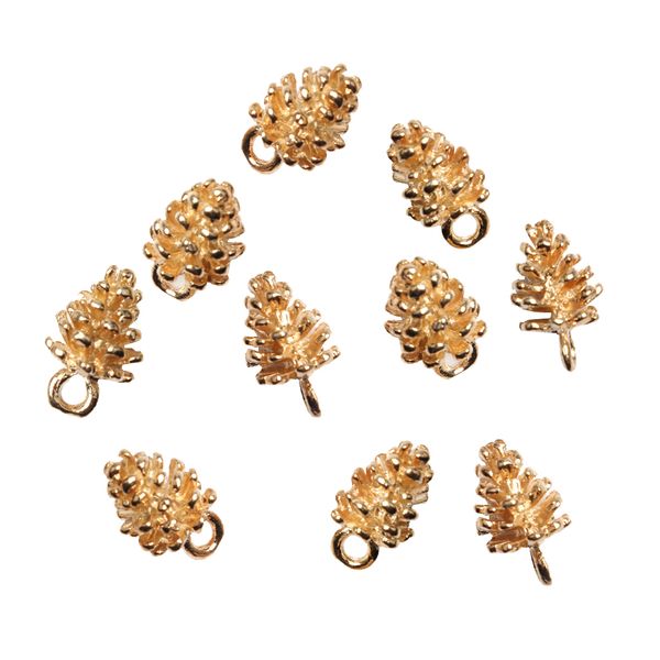 

10 pieces fashion woman girls charms pine cone pendants hair ornaments for hair clamp hairpin hair slide diy, Slivery;golden