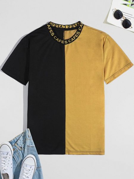 

men letter graphic colorblock tee b1jc#, White;black