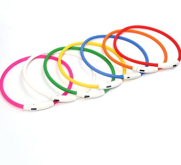 il più recente collare di addestramento per cani con carica USB tagliato LED caricatore luminoso per esterni Collari per cani da compagnia luce LED regolabile a 6 colori lampeggiante