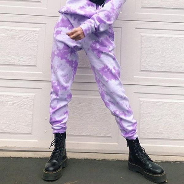 

tie dye sweatpants women elastic high waist baggy pants hip hop casual loose pants lady summer fashion pink trousers1, Black;white
