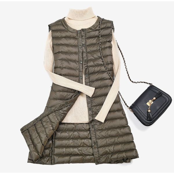 

women's sleeveless duck down vest plus size portable ultra light pink khaki casual vests 2020 winter autumn woman waistcoat lj201204, Black;white