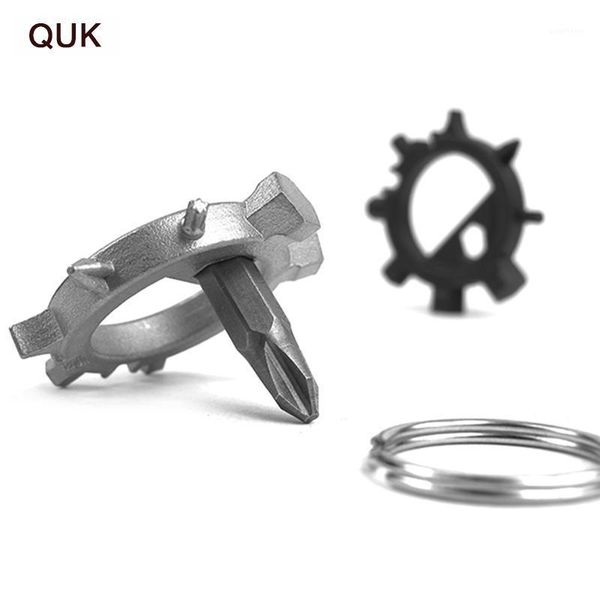 

quk screwdriver mini portable gadget bicycle repair tools 12 functions key ring eight-claw multi-function outdoor hand tools1