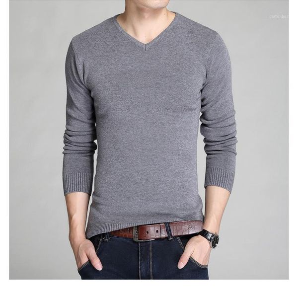 

men's sweaters heflashor cotton sweater men long sleeve pullovers slim man v-neck loose solid color knitting clothing male pull1, White;black