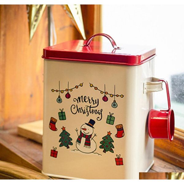

christmas tin gift box cookie candy storage containers with lids, vintage style bread box ki qylexg wphome