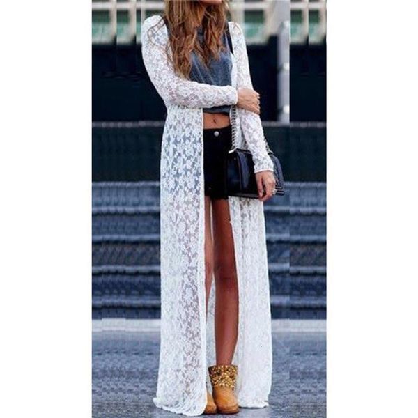 

women pretty lace dress cover-up summer cardigan beach white dress lady 2021 new summer robe femme ropa mujer elegant, Black;gray